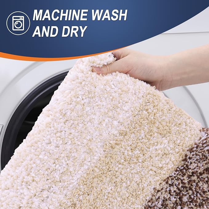 OLANLY Bathroom Rug Mat 30x20, Extra Soft and Absorbent Microfiber Bath Rugs, Non-Slip Plush Shaggy Bath Carpet, Machine Wash Dry, Bath Mats for Bathroom Floor, Tub and Shower, Brown