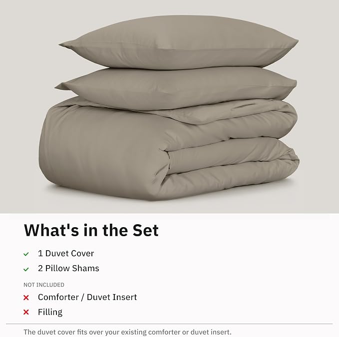 California Design Den 3-Piece Duvet Cover Set King - 400 Thread Count, 100% Cotton Sateen, Soft Duvet Cover Sets King Size Bed, Button Closures, Corner Ties, Durable Bedding - Taupe