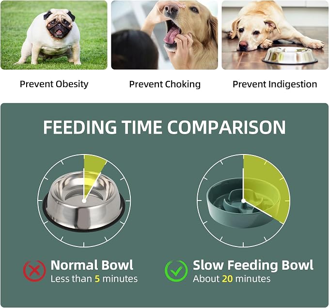 Havniva Dog Bowls Slow Feeder, Ceramic Slow Feeder Dog Bowls for Fast Eater | 0.9 Cups Dog Food Bowl Puzzle Feeder, Slow Feeding Bowls for Small Breed, Non-Slip Base, Anti-Choking