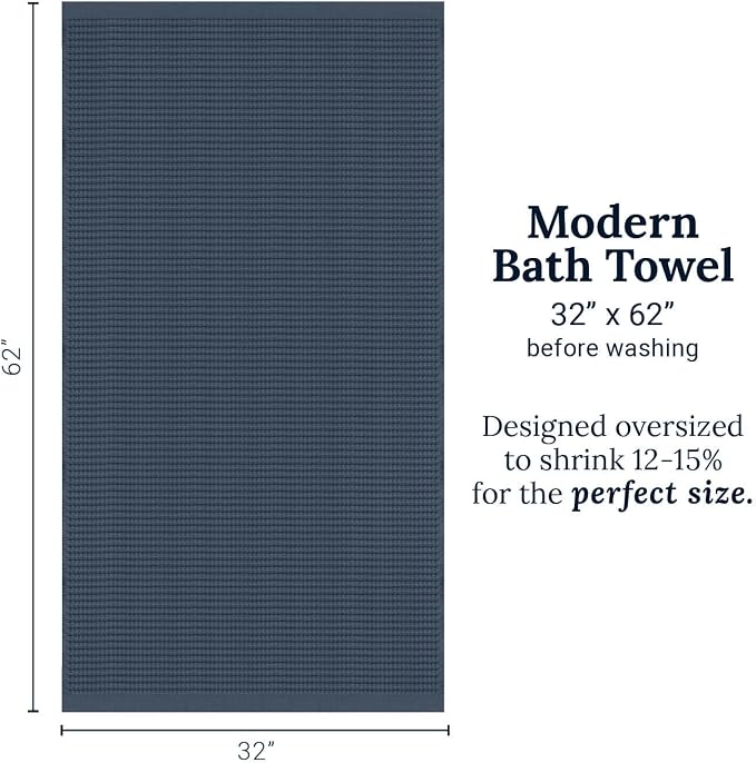 GILDEN TREE Waffle Towels for Bathroom Luxury 100% Cotton Bath Towels, Quick Dry Towel, Thin Super Absorbent Lint Free Shower Towels, Bath Towels Set of 2, Modern Style (Midnight Blue)