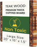 Premium Teak Wood XL End Grain Cutting Board 20 x 15 Inch, Extra Thick 1.5 Inch Butcher Block for Meat & BBQ Prep, Large Solid Wood Cutting Board with Juice Groove by New M Way