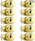 Probrico Passage Door Knobs Polished Brass Interior Hall/Closet Door Handles Keyless Locksets, 10 Pack