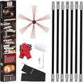 23 Feet Chimney Sweep Kit, Chimney Cleaning Kit with 7 Flexible Black Chimney Rods, Rotary Chimney Cleaning System Driven by Drill for Sweeping Fireplace, Chimney Cleaners with Strong Brush