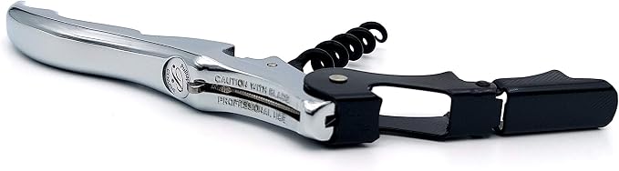 Pulltap's Genuine Slider Boss 150 Waiter's Corkscrew – Double-Hinged Wine Key with Sliding Foil Cutter – Patented Design – Made in Spain – Cromado-Negro (Chrome-Black)