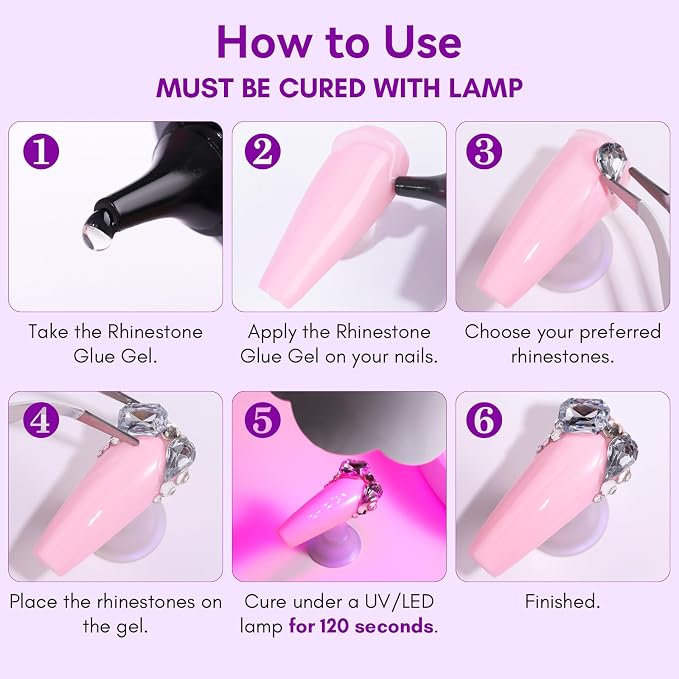 Makartt Rhinestone Glue for Nail: Super Strong UV Gel 12-Pack 30ml | 30-Day Hold, UV/LED Cured, Large Charms, Flatback Rhinestones, Small Beads and Pearls, 3D Sculpting, DIY and Salon Use