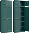 Steeloong 86"Metal Pantry Storage Cabinet with Doors & 4 Adjustable Shelves | Kitchen Pantry Cabinet,Green Kitchen Cabinet with 4 Gold Handles,Tall Cabinet for Livingroom,Pantry, Bathroom,Kitchen,Garage