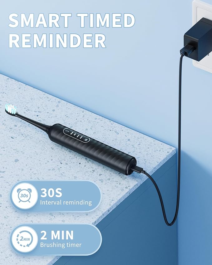 Electric Toothbrush with Water Flosser - 2 in 1 Teeth Cleaning Kit, Electric Toothbrush and flosser Combo with 3 Cleaning Modes, Portable Water flosser Design for Home & Travel (Black)