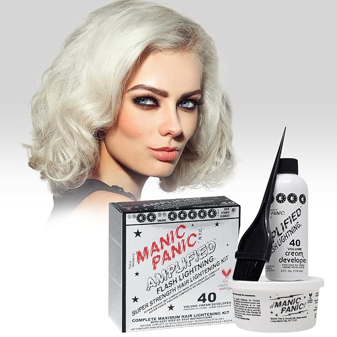 MANIC PANIC Flash Lightning Hair Bleach Kit - 40 Volume Developer + Bleach Powder - Lifts Hair Color Up to 7 Levels - Lightener for Extra Dark Shades - Vegan & Cruelty-Free (3 Pack)