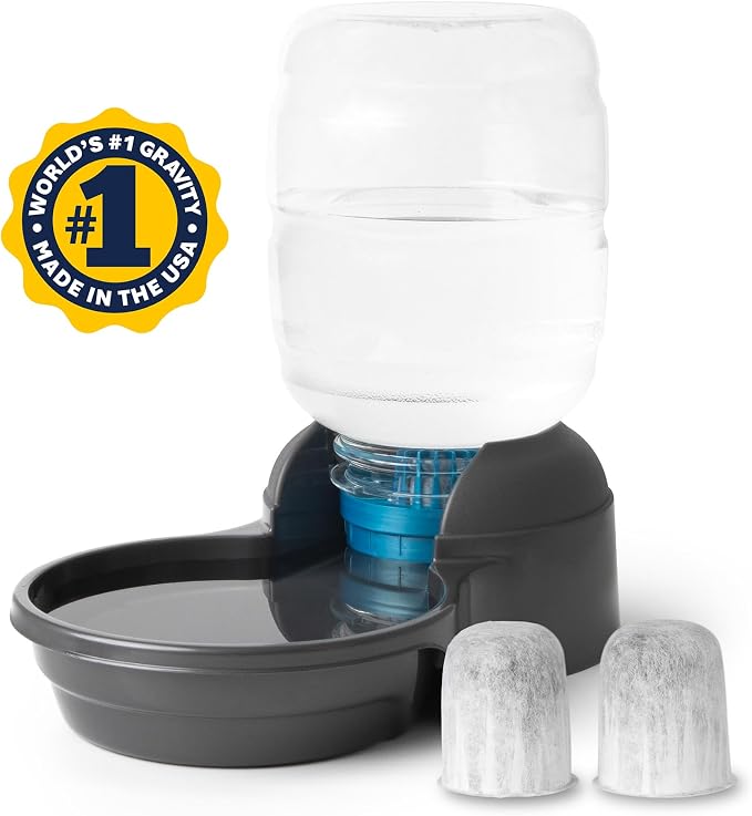 Petmate® Replendish® Automatic Dog Water Dispenser Gravity Pet Waterer with Microban Antimicrobial Protection, 100% BPA Free - 2.5 Gallon, Wide Mouth Bowl, with 2 Extra Filters