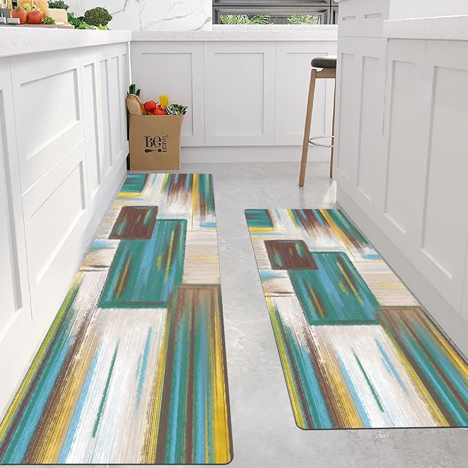 XLHOMO Kitchen Rugs Sets of 3, Non Slip Washable Kitchen Mats for Floor, Anti-Fatigue Runner Rug with Rubber Backing, Waterproof Kitchen Rug Set for Laundry, Floor, Office, Hallway