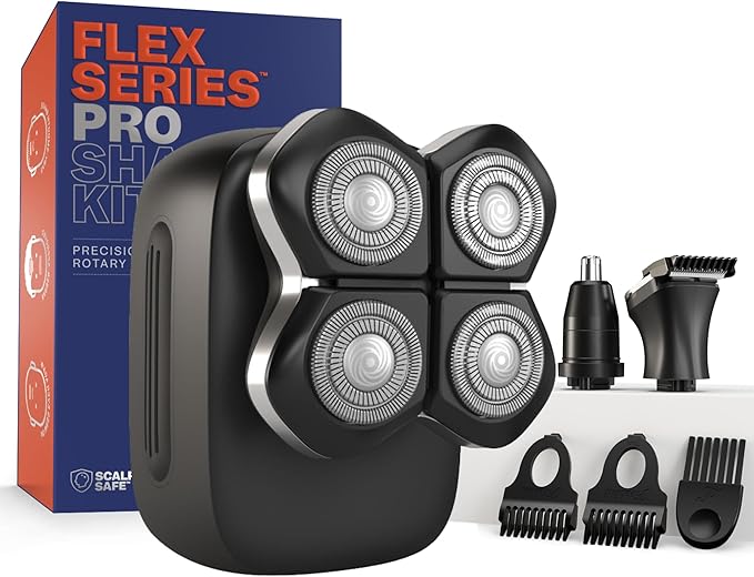 Freebird Electric Head & Body Hair Shaver - Mens Cordless Waterproof Razor with Rotary Blades (FlexSeries Pro, Shaver Kit)