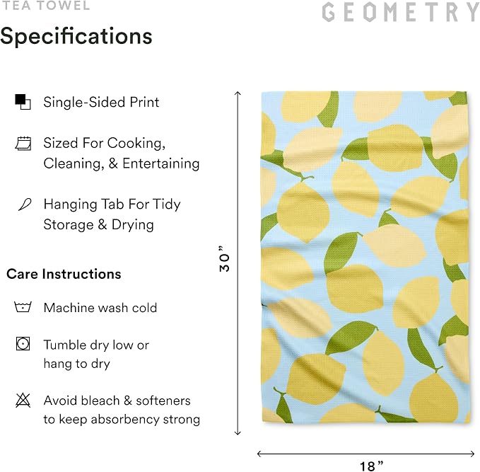 GEOMETRY Tea Towels – Spring & Summer Collection – Quick-Dry, Ultra-Absorbent, Reusable Microfiber Kitchen Towels for Drying & Cleaning - Main Squeeze - 2 Pack