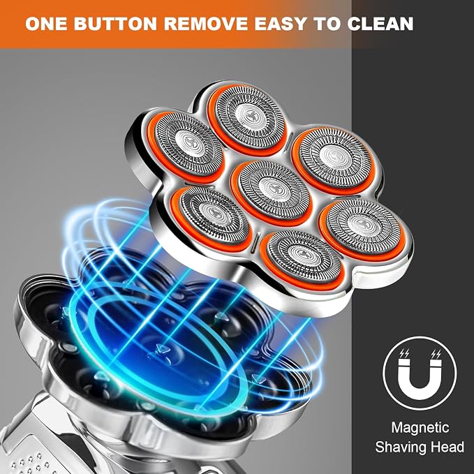 Head Shavers for Bald Men: 120min Long Time Use Rechargeable Electric Razor - Waterproof Wet Dry Shaving - Professional Grooming Kit for Balder