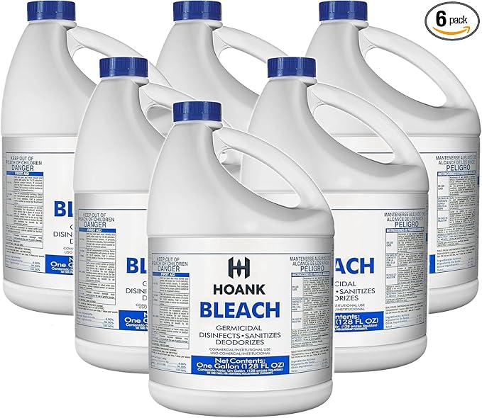 (6 Gallons) - Bulk Liquid Chlorine Bleach, for Laundry, Household and Commercial Cleaning, Multipurpose Cleaner, 1 Gallon Jugs. Ready to Use - Wholesale Bulk