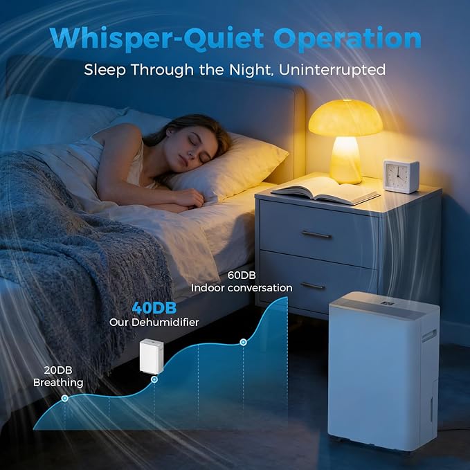 2500 sq.ft Dehumidifier for Home and Basement,Max 34 Pints Dehumidifier with Drain Hose,Ultra Quiet with Auto Defrost,Three Modes,Intelligent Dehumidifier for Bedroom,Bathroom,Large Room(Cream)