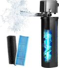 TARARIUM U-V Aquarium Filter for 75-200Gal Fish Tank Pond Pool, Dual Outlet | 2 Media Options Available + U-V, Green Killing, Internal Filter, Aeration, Deodorization, Saltwater Freshwater Clear, 423GPH