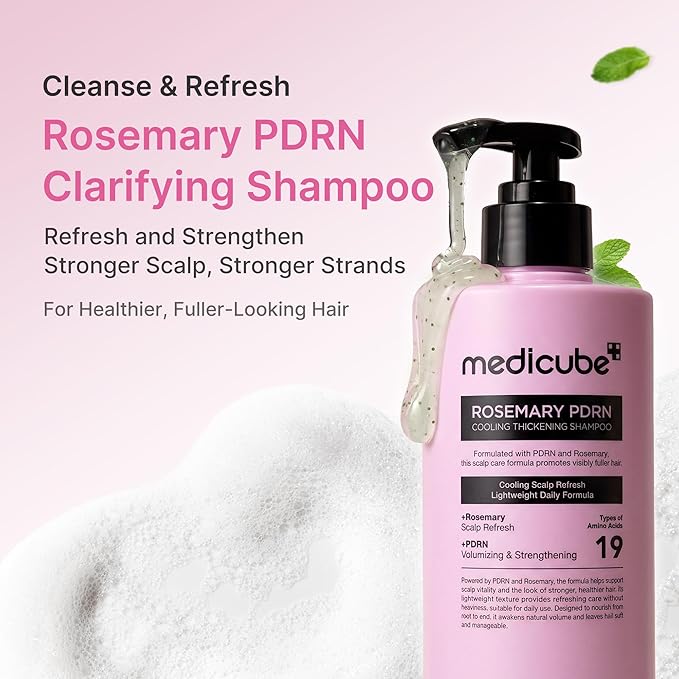 medicube Rosemary PDRN Korean Hair Care Set: Shampoo, Conditioner & Serum | Amino Acids For Thicker, Fuller, Denser-Looking Hair | Cooling & Soothing Scalp Care for Flake-Prone Scalp | 3 Step Routine