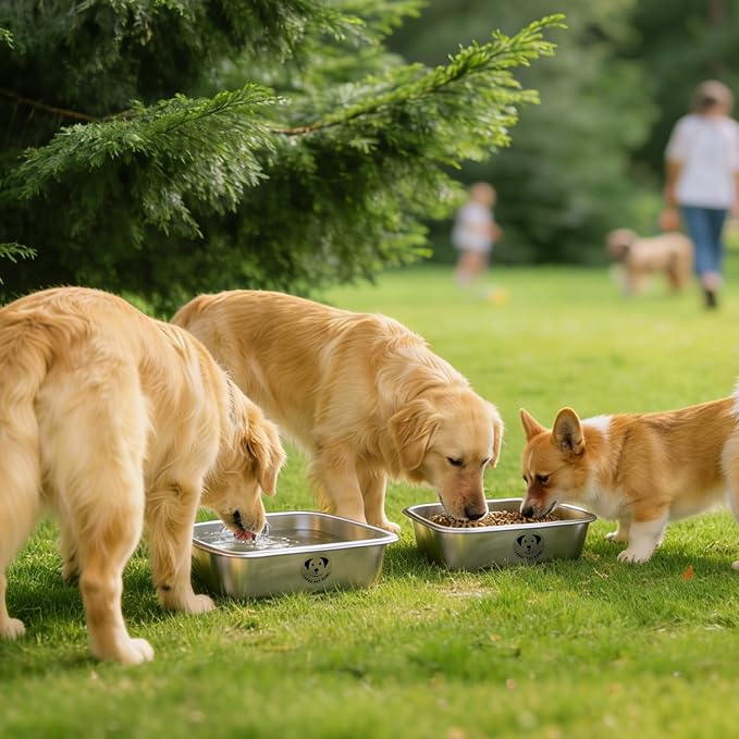 2-Pack Stainless Steel Large Dog Water Bowl, Spill-Proof Metal Dog Food Bowls, Easy Clean Outdoor Dog Water Bowl for Medium Large Dogs, X-Large & Cats 1.25 Gallons