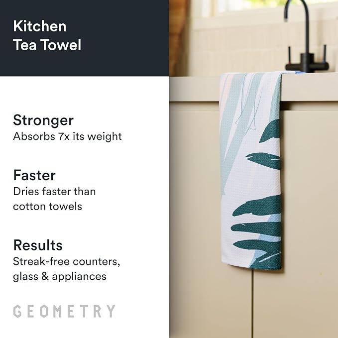 GEOMETRY Kitchen Tea Towels - Quick Dry Microfiber Dish Towels for Kitchen Create, 18" x 30" 1 Pack