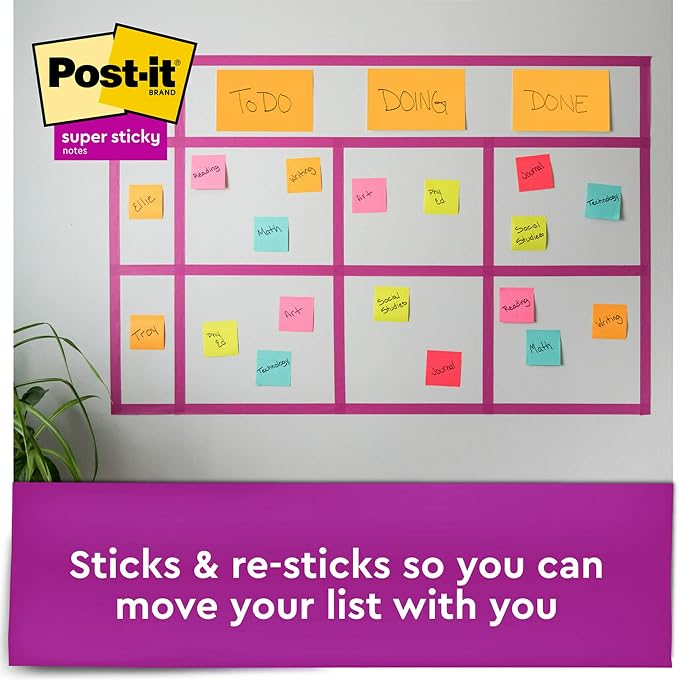 Post-it Super Sticky Notes, Assorted Sizes, 15 Pads, 2X The Sticking Power, Supernova Neons Collection, Neon Colors (Orange, Pink, Blue, Green), Recyclable (4423-15SSMIA), (Pack of 12)