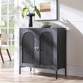 IFGET 34" Tall Modern Arch Sideboard Buffet Cabinet with Storage, Dark Grey | Fluted Arched Sideboard Cabinet w/Adjustable Shelves, Wood Modular Kitchen Cabinet for Dining& Living Room, Entryway