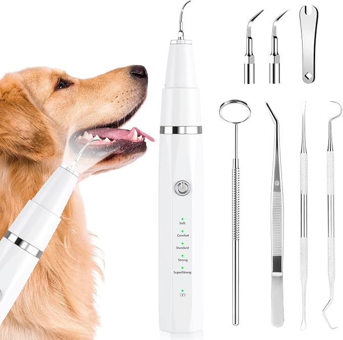 Ni-SHEN Dog Plaque Remover for Teeth，Pet Ultrasonic Tooth Cleaner，Teeth Cleaning Kit -Tartar Remover for Teeth Stains for Dogs and Cats (White)