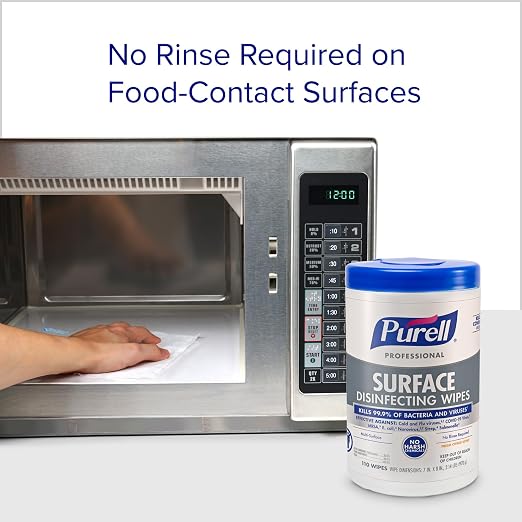 PURELL Professional Surface Disinfecting Wipes, Citrus Scent, 110 Count Canister, 7"x 8" Wipes (Pack of 6) - 9342-06