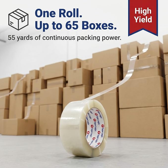 Tape Logic Packing Tape 2-Rolls & Dispenser, 2" x 55 yd 2.6 Mil - Heavy Duty Clear Packaging Tape Roll for Shipping, Moving, Order Fulfillment
