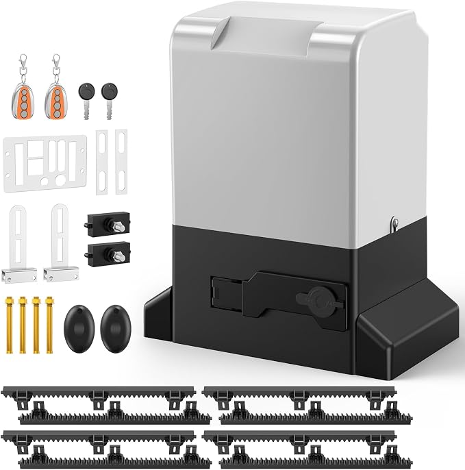 1800lb Smart Sliding Gate Opener with WiFi & Bluetooth, 1/2HP Automatic Slide Gate Motor, Quiet Nylon Rack Drive, App, 2 Remotes, IR Sensor, Hardware Kit for Gates up to 40ft