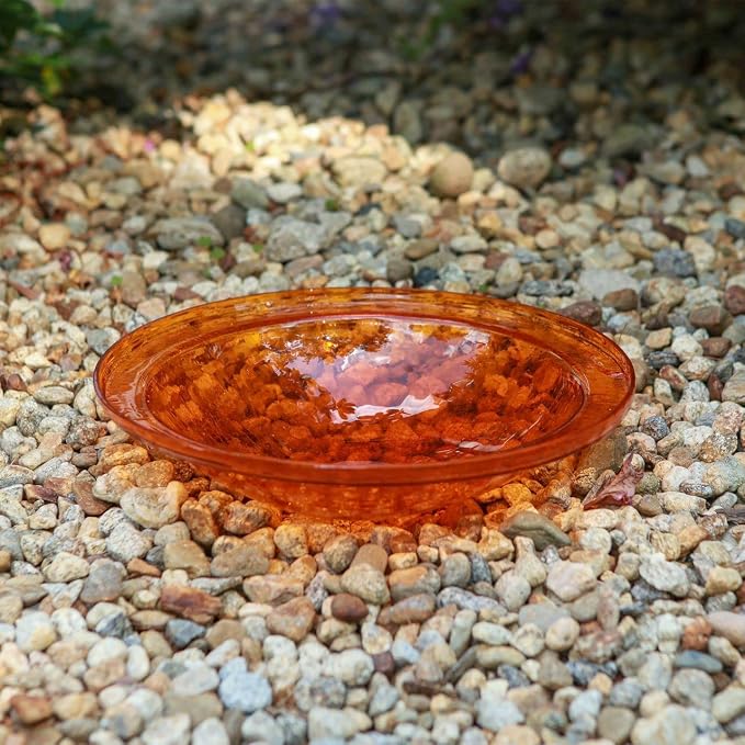 Achla Designs Crackle Glass Bowl, 12-in, Mandarin