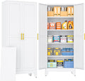 PAOFIN 71" Metal Storage Cabinet with 2 Doors and 4 Adjustable Shelves,White Metal Garage Storage Cabinets, File Cabinet,Steel Tool Cabinets for Home,Office,Garage,School,Warehouse