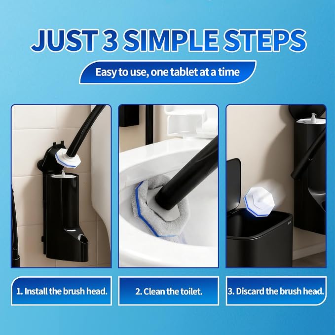 Disposable Toilet Bowl Brush with 36 Toilet Wand Refills Pads Replacement Heads, Toilet Cleaning Stick,Toilet Bowl Cleaner Wands Holder and Set, Toilet Cleaning System Starter Kit