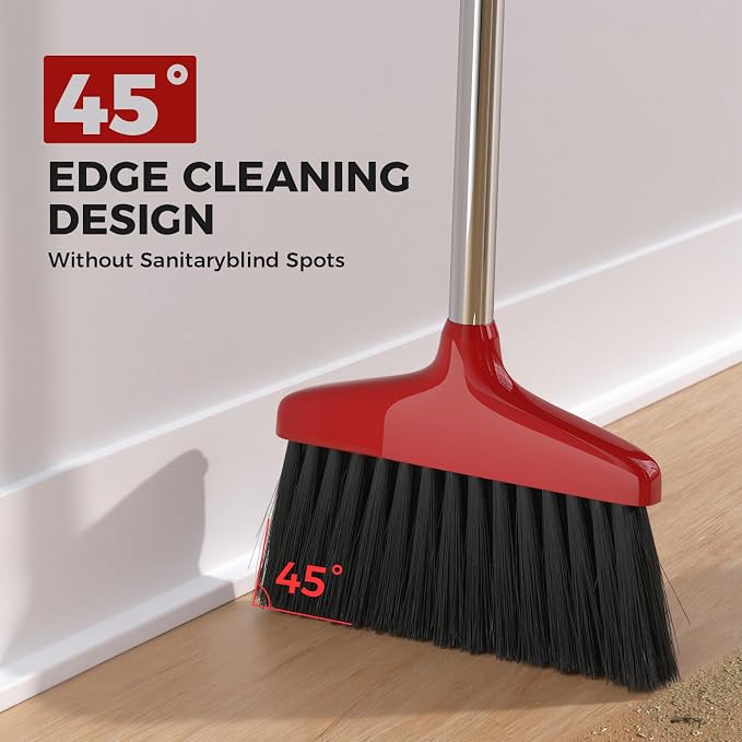 Handy Broom, Indoor/Outdoor Brooms, Duty Kitchen Broom, for Home Garage Kitchen Office Courtyard Lobby Patio Lawn Concrete (1, Red)
