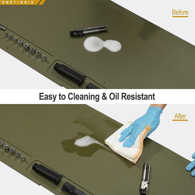 OneTigris Gun Clean Mat Magnectic for Table, Extra Large 48"x16" Anti-Slip Rubberized Repair Mat for Gun Parts, Protects Work Surface from Solvents and Oils