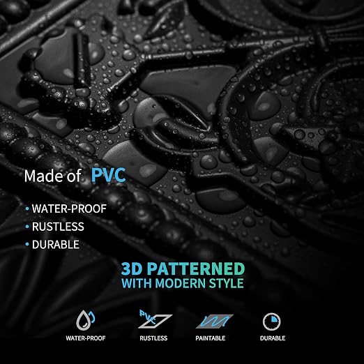 Art3d Drop Ceiling Tiles, Glue up Ceiling Tiles, 2'x2' Plastic Sheet in Black (12-Pack, 48 Sq.ft)