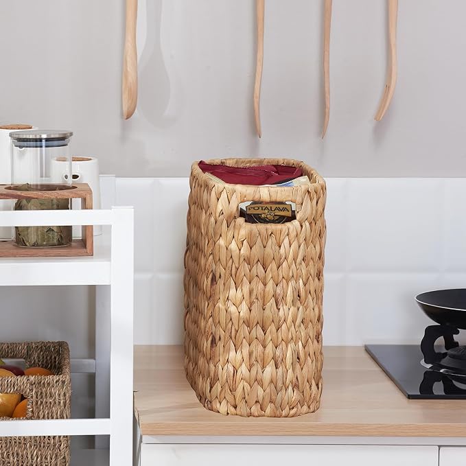 Toilet Paper Storage for 9 Rolls, Water Hyacinth Wicker Toilet Paper Storage Holder, Toilet Paper Basket with Built-in Handles