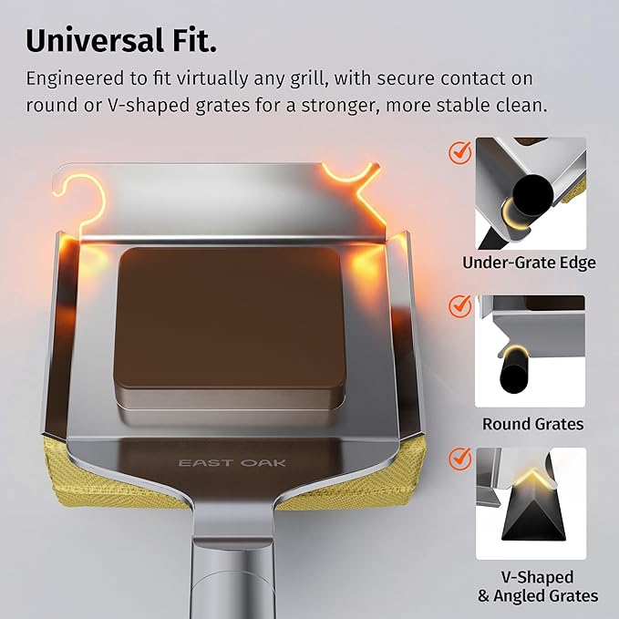 East Oak Grill Brush Bristle Free,BBQ Replaceable Cleaning Head, Unique Seamless-Fit Scraper Tool