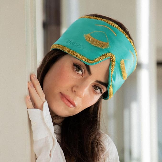 DROWSY Breakfast at Drowsy Silk Sleep Mask – 100% Pure Mulberry Silk, Total Blackout, Ultra-Soft & Skin Hydrating for Beauty Sleep, Fully Adjustable
