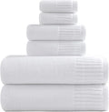 YTYC 27.5x55 Bath Towels Set,100% Cotton,650GSM,White,6-Pieces | Ultra Soft,Highly Absorbent, 2 Bathroom Towels,2 Hand Towels, 2 Washcloths, Towels for Bathroom, Gym, Spa,Pool