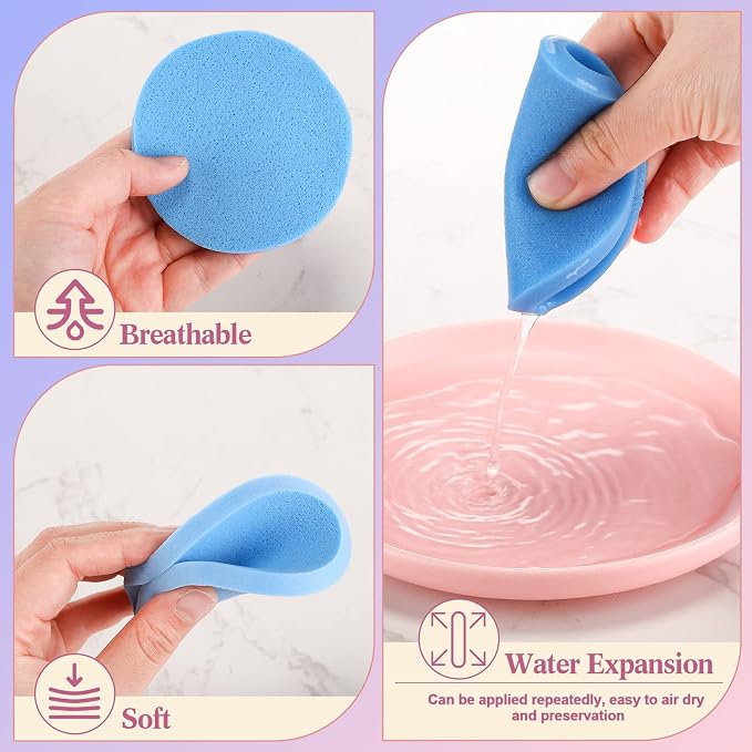 720 Count Makeup Facial Sponges Compressed Exfoliating Face Sponges for Cleansing Removal Wash Round Face Pads for Women Wash Cleansing Makeup, 4 Colors