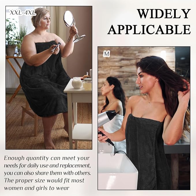 4 Pcs Towel Wrap for Women Waffle Spa Robe with Adjustable Closure Elastic Top Lightweight Wraps for Bath Shower