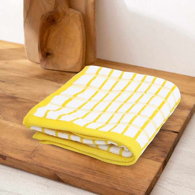 Urban Villa Kitchen Towels Cotton Dish Towels 20”x30” (Set of 3) Yellow Wht