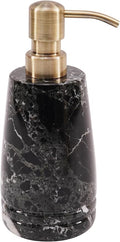 Marble Soap Dispenser 7.5'' Black Dish Soap Dispenser with Stainless Steel Pump, Refillable Liquid Hand Soap Dispenser with 8.5 Oz Capacity for Kitchen Sink and Bathroom Countertop