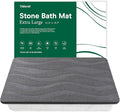 XMarrat Large Stone Bath Mat, 31.5'' x 19.7'' Super Absorbent Diatomaceous Earth Bath Mat Large, Quick Drying Non-Slip Diatomite Stone Bath Mats for Bathroom, Easy to Clean (Dark Gray)