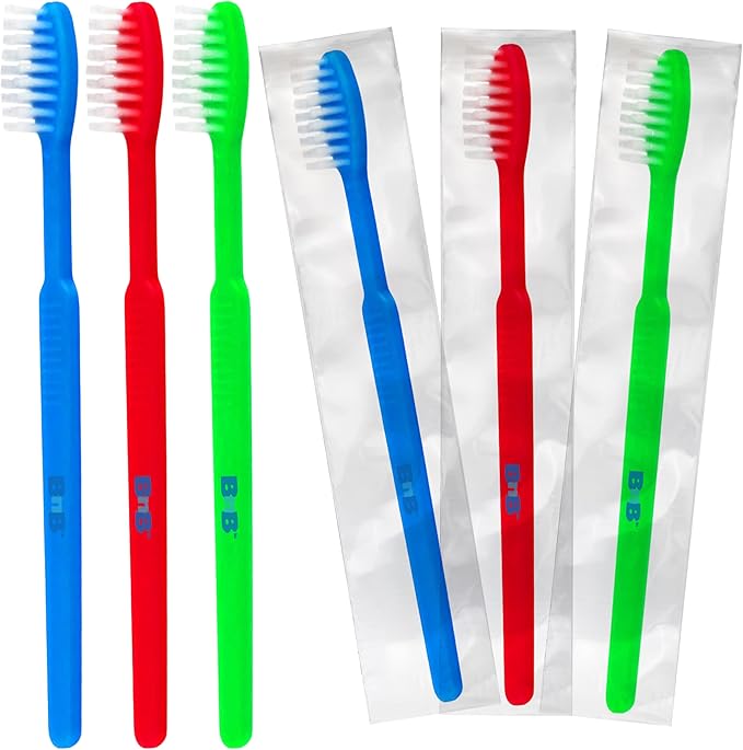 144 Disposable Toothbrushes Individually Wrapped, Bulk Disposable Toothbrushes Soft Bristles Perfect for Travel, Giveaways, Hotels, Airbnb, Dantel Office Supply
