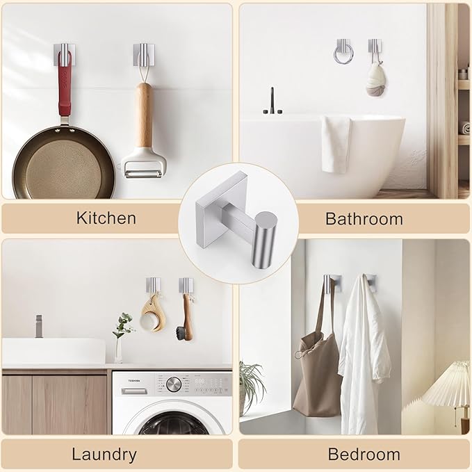Lairuier 5 Pieces Bathroom Hardware Set, Brushed Nickel Towel Bar Set Includes 23.6” Towel Bar, Towel Ring Holder, Toilet Paper Holder and Two Towel Hooks, Bathroom Accessories Set SUS304 Wall Mounted