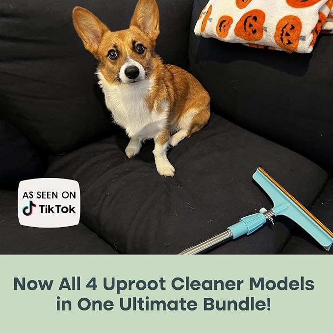 Uproot Clean Ultra Bundle - Xtra, Max, Pro & Mini-Ultimate Pet Hair Removal Tool & Carpet Rake Bundle-Easy Cat & Dog Hair Remover for Couch, Clothes, Rugs, Cars & More-The Ultimate Fur Remover Set