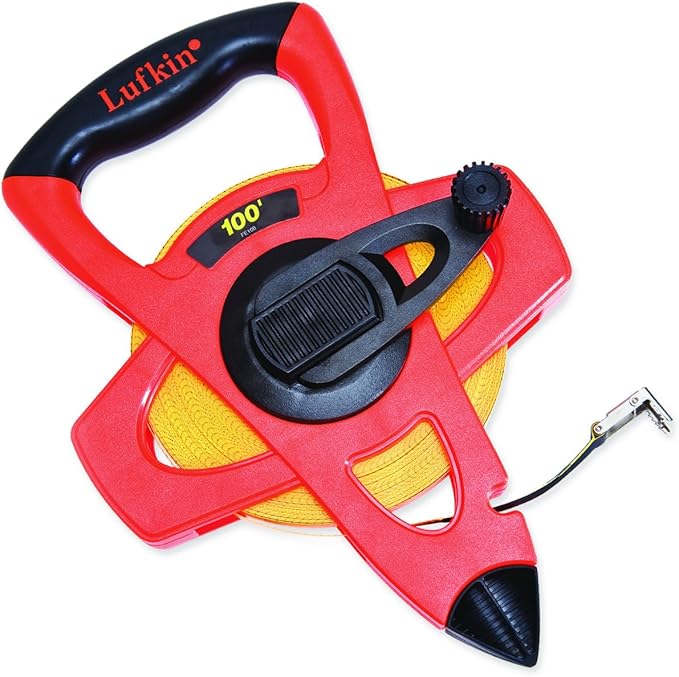 Crescent Lufkin 1/2" x 100' Hi-Viz Orange Fiberglass Tape Measure - FE100 , Yellow