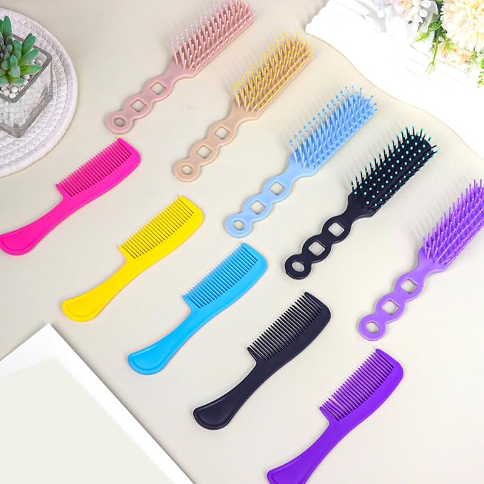 200 Pcs Hair Brush and Comb Set in Bulk for Homeless Individually Wrapped, Bulk Comb Brush Hairbrush for Women Kids Hotel Homeless Charity (Bright Color)