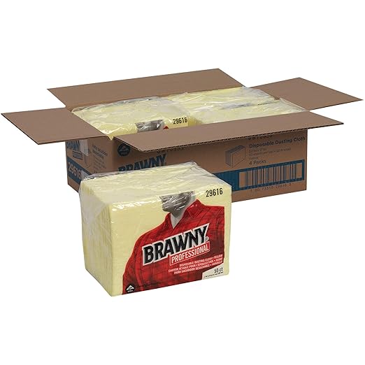 Georgia-Pacific Brawny Yellow 1/8 Fold Disposable Dusting Cloth by GP PRO, 24" Length x 17" Width, 29616 (Case of 4 Packs, 50 Cloths per Pack)